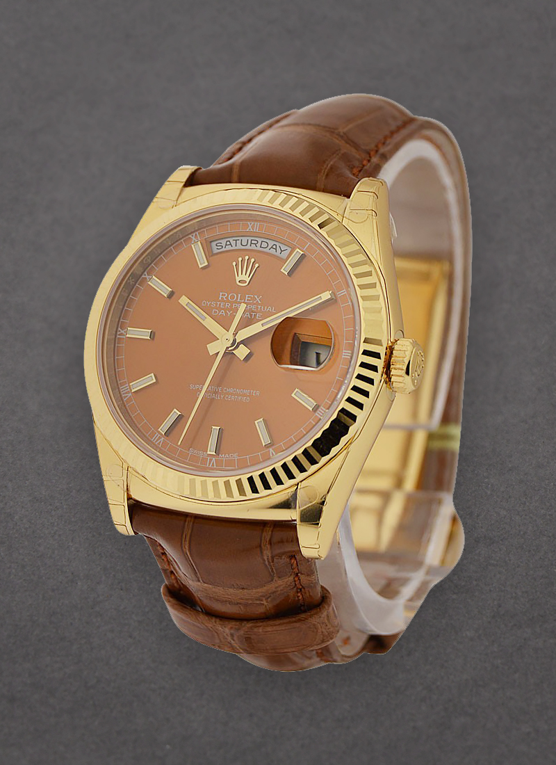 Pre-Owned Rolex Day-Date President 36mm in Yellow Gold with Fluted Bezel