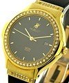 Diamond Bezel and Lugs Large Size  Yellow Gold on Rubber 