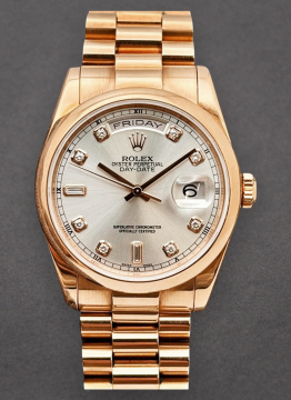 Pre-Owned Rolex 118205 Day Date 36mm President in Rose Gold with Smooth Bezel 118205