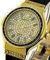 Incredible Sapphire Bezel and Pave Diamond Dial Lady''s Size on Strap with Pave Diamond Dial