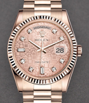 President Day Date 36mm in Rose Gold with Fluted Bezel on President Bracelet with Pink Jubilee Diamond Dial