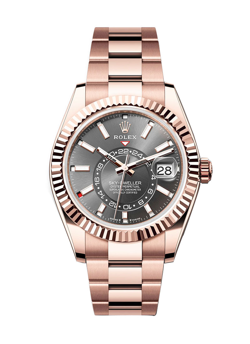 Pre-Owned Rolex Sky Dweller 42mm in Rose Gold with Fluted Bezel