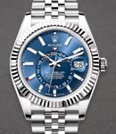 Sky Dweller 42mm in Steel and White Gold Fluted Bezel on Jubilee Bracelet with Blue Stick Dial