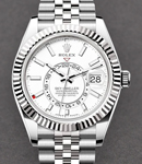 Sky Dweller 42mm in Steel and White Gold Fluted Bezel on Jubilee Bracelet with White Stick Dial