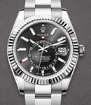 Sky Dweller 42mm in Steel and White Gold Fluted Bezel on Steel Oyster Bracelet with Black Stick Dial