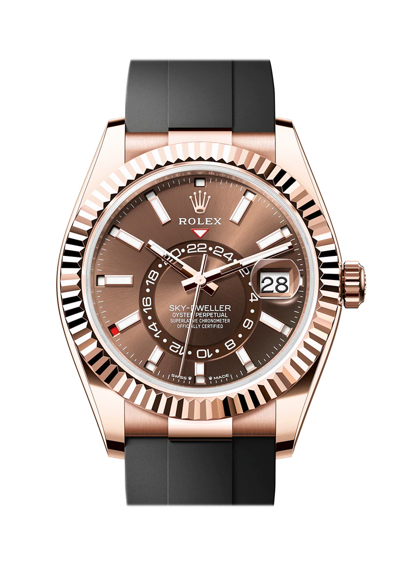 Pre-Owned Rolex Sky Dweller 42mm in Rose Gold with Fluted Bezel