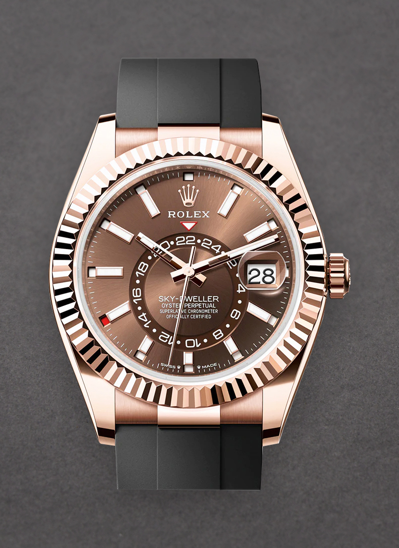 Pre-Owned Rolex Sky Dweller 42mm in Rose Gold with Fluted Bezel