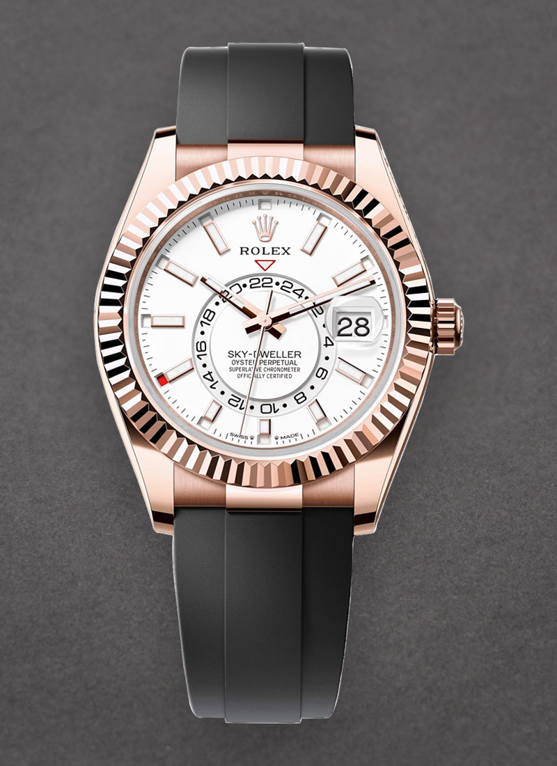 Pre-Owned Rolex Sky Dweller 42mm in Rose Gold with Fluted Bezel