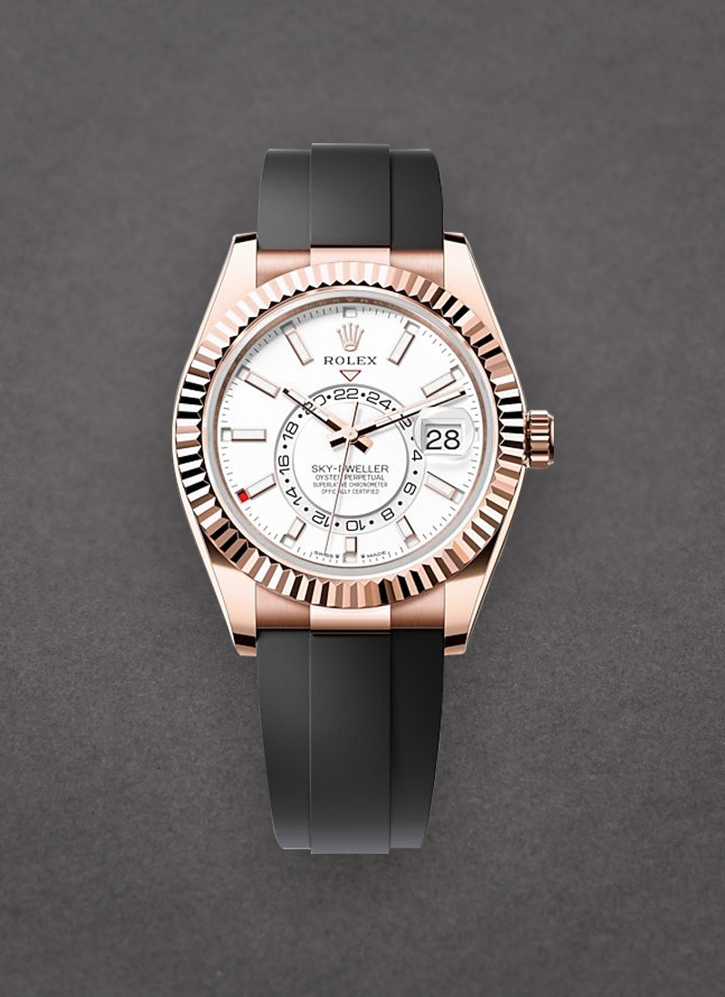 Pre-Owned Rolex Sky Dweller 42mm in Rose Gold with Fluted Bezel