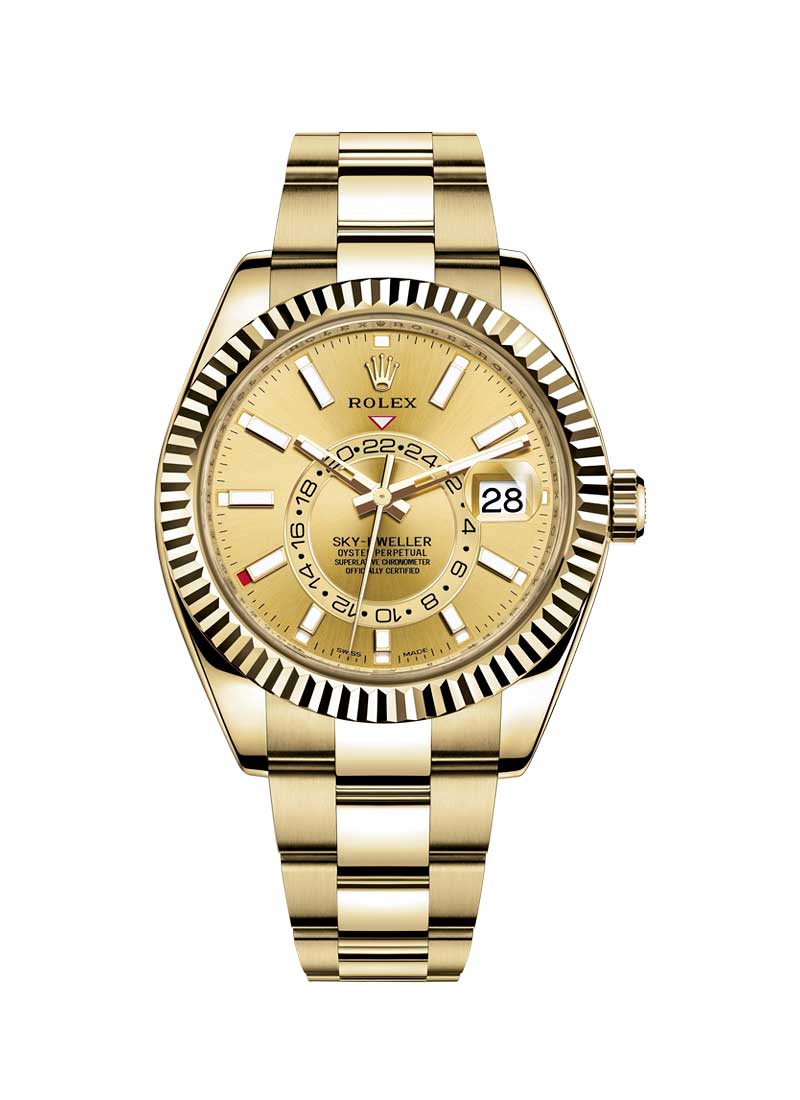 Pre-Owned Rolex Sky Dweller in Yellow Gold with Fluted Bezel