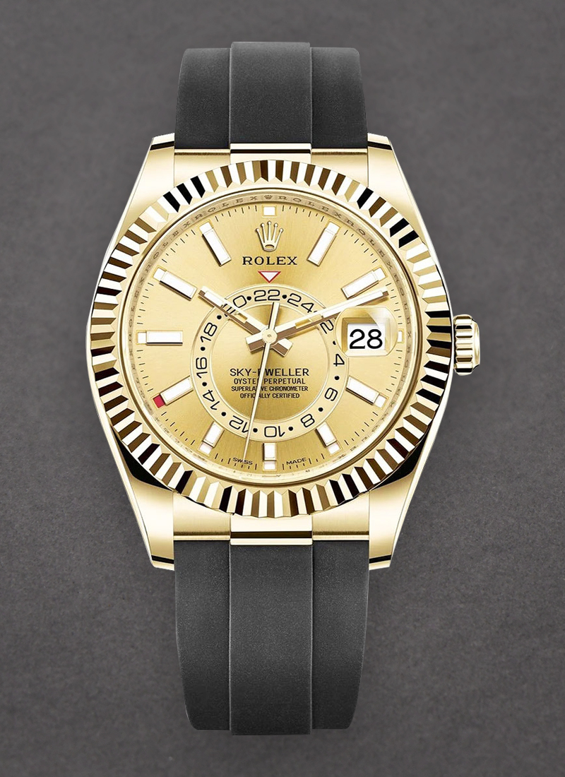 Pre-Owned Rolex Sky Dweller in Yellow Gold with Fluted Bezel