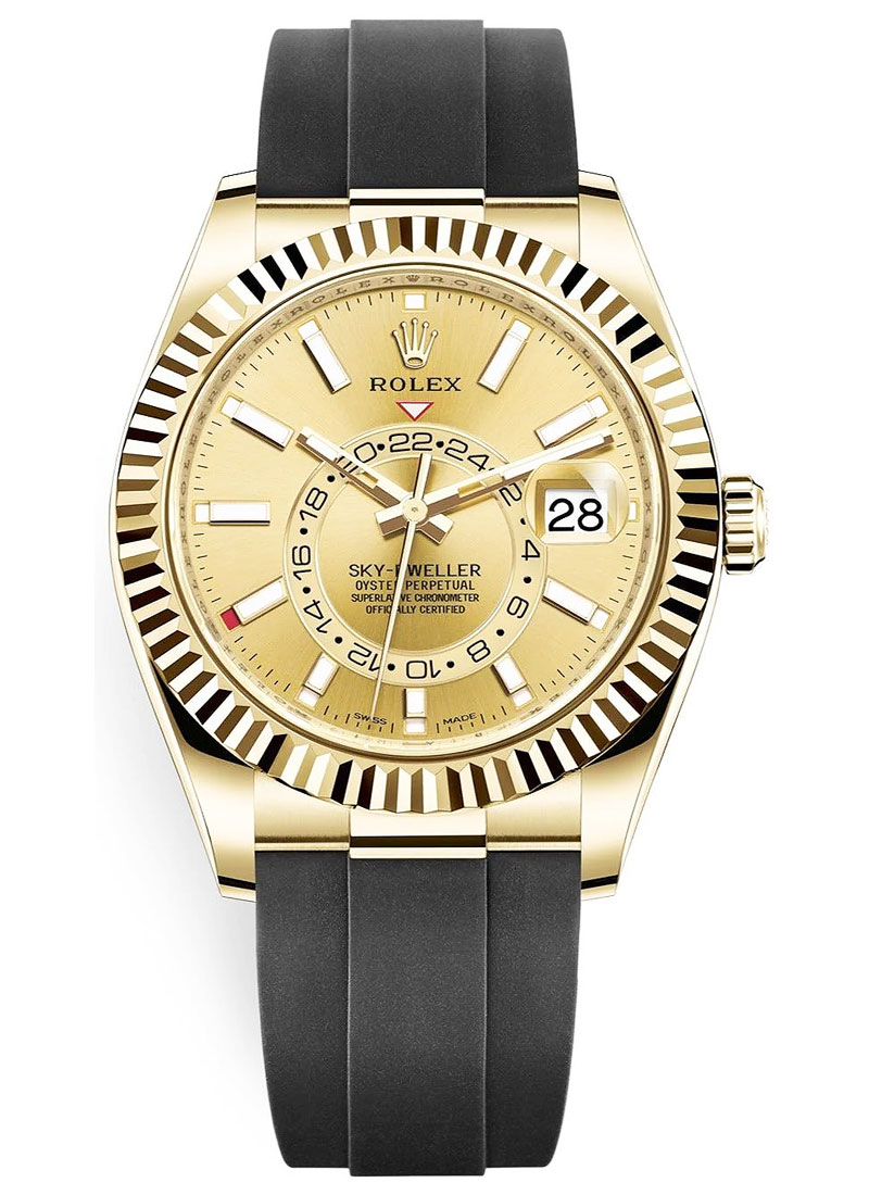 Pre-Owned Rolex Sky Dweller in Yellow Gold with Fluted Bezel