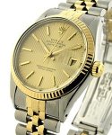 2-Tone Datejust 36mm on Jubilee Bracelet with Champagne Tapestry Stick Dial