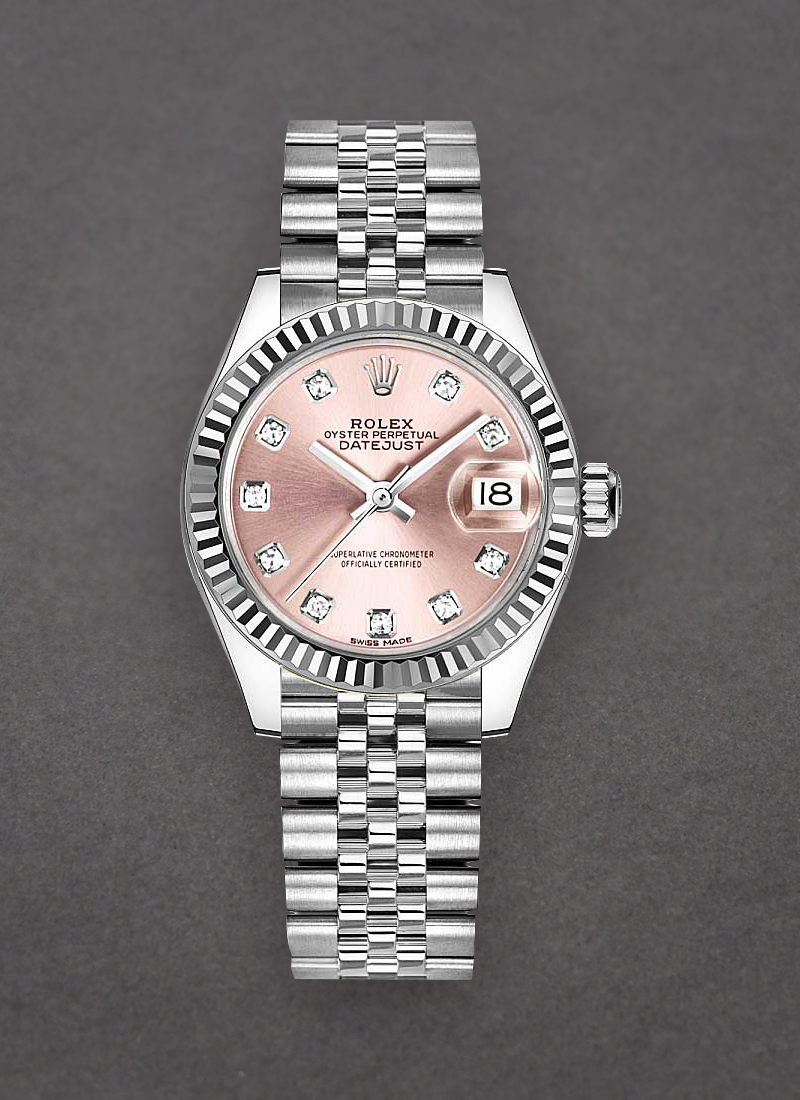 Pre-Owned Rolex Ladies Datejust 28mm in Steel with Fluted Bezel