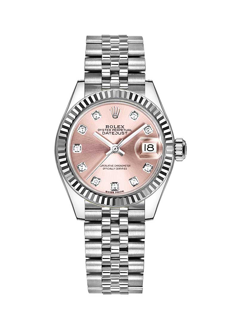 Pre-Owned Rolex Ladies Datejust 28mm in Steel with Fluted Bezel