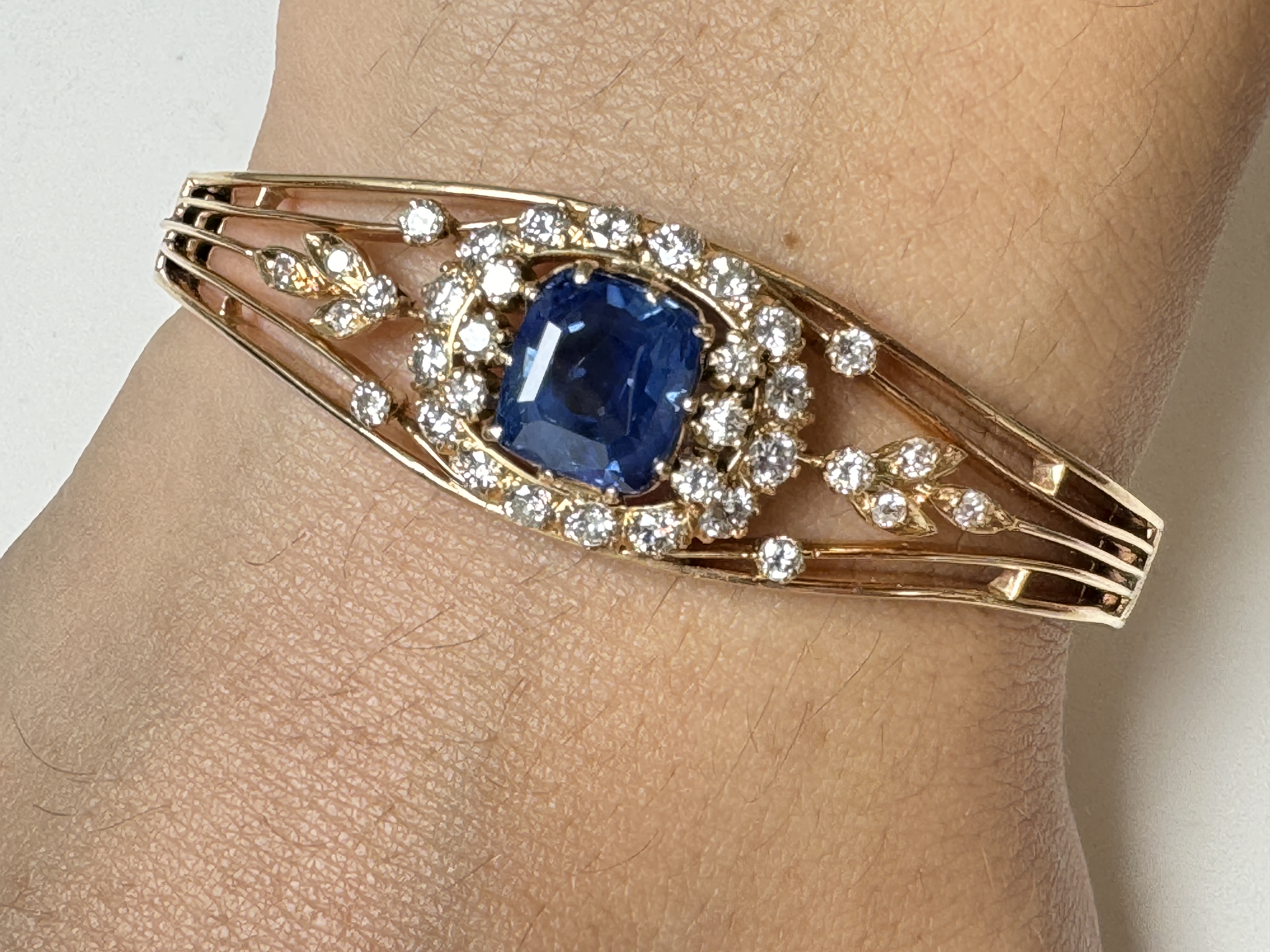 Gold Bangle Sapphire And Diamond Bangle Mixed Shape Rainbow