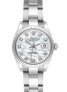 Pre-Owned Rolex 279174 Ladies Datejust 28mm in Steel with White Gold Fluted Bezel 279174