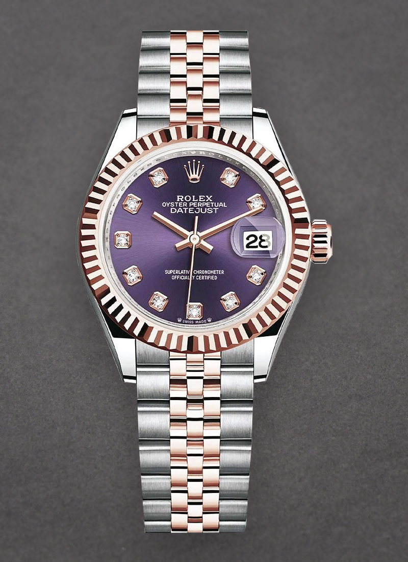 Pre-Owned Rolex Lady's Datejust 26mm in Steel with Rose Gold Fluted Bezel