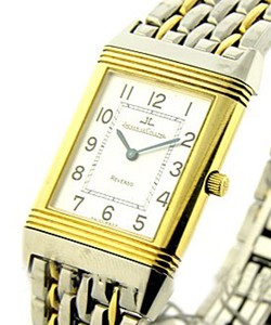 Reverso Classique Two Tone Yellow Gold and Steel on Bracelet with White Dial