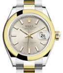 Datejust 26mm in Steel with Yellow Gold Domed Bezel on Oyster Bracelet with Silver Index Dial