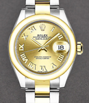 Datejust 26mm in Steel with Yellow Gold Domed Bezel on Oyster Bracelet with Champagne Roman Dial