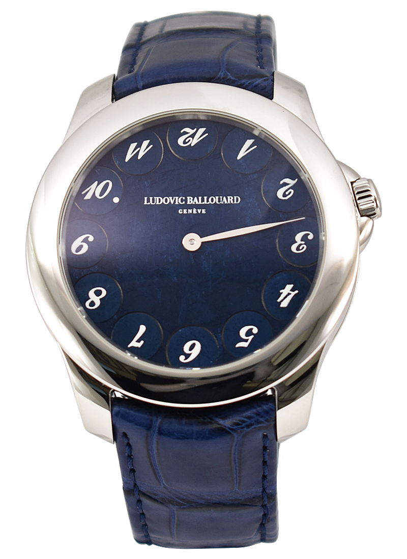 Ludovic Ballouard Upside Down with Blue Petrol North Africa Meteorite Dial w/ white numerals and hands