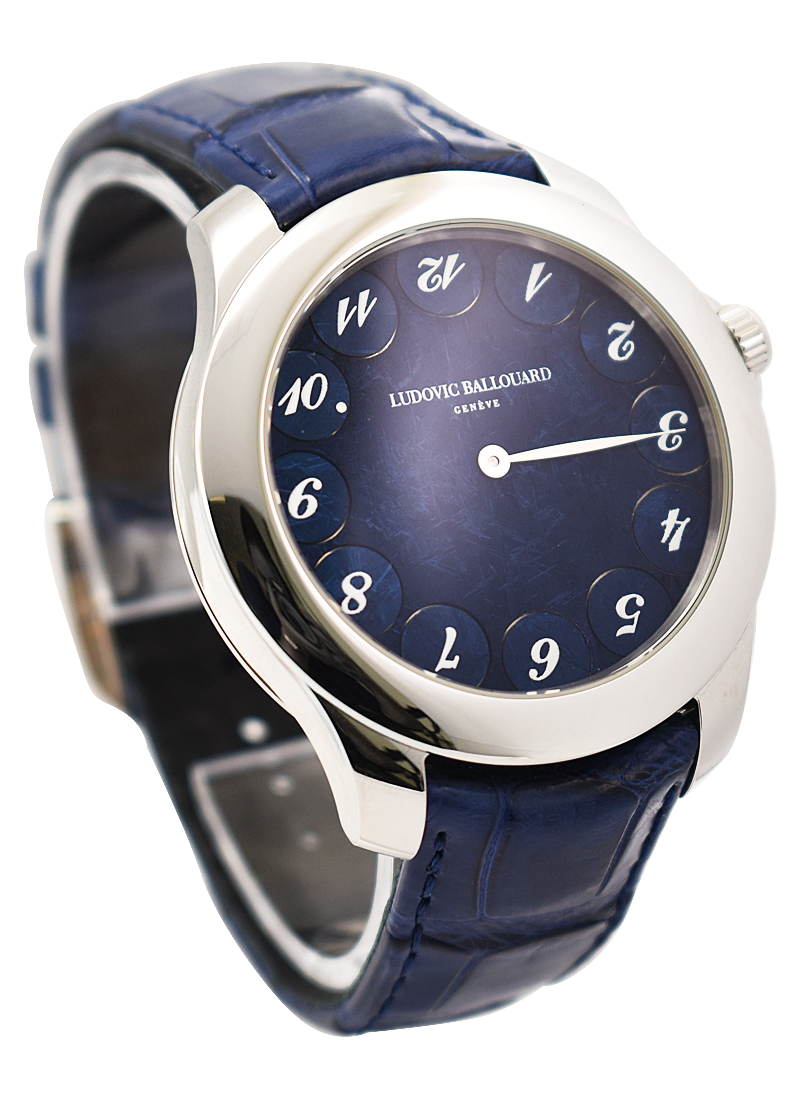 Ludovic Ballouard Upside Down with Blue Petrol North Africa Meteorite Dial w/ white numerals and hands