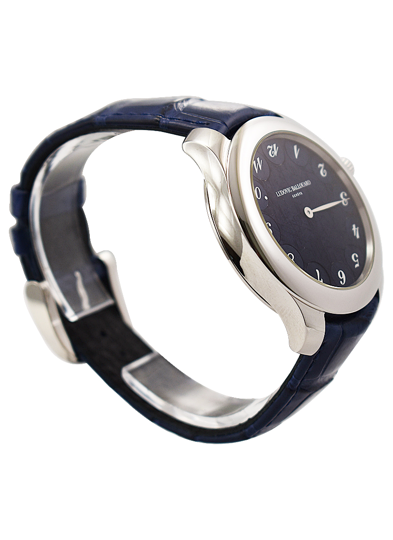 Ludovic Ballouard Upside Down with Blue Petrol North Africa Meteorite Dial w/ white numerals and hands