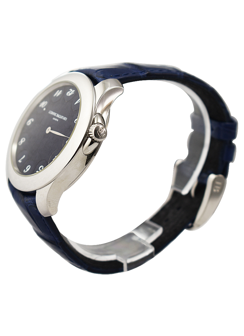 Ludovic Ballouard Upside Down with Blue Petrol North Africa Meteorite Dial w/ white numerals and hands