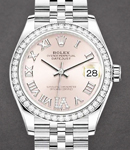 Mid Size Datejust 31mm in Steel with Diamond Bezel on Jubilee Bracelet with Pink Roman Dial - Diamonds on 6