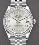 Mid Size Datejust 31mm in Steel with Diamond Bezel on Jubilee Bracelet with Silver Diamond Dial 