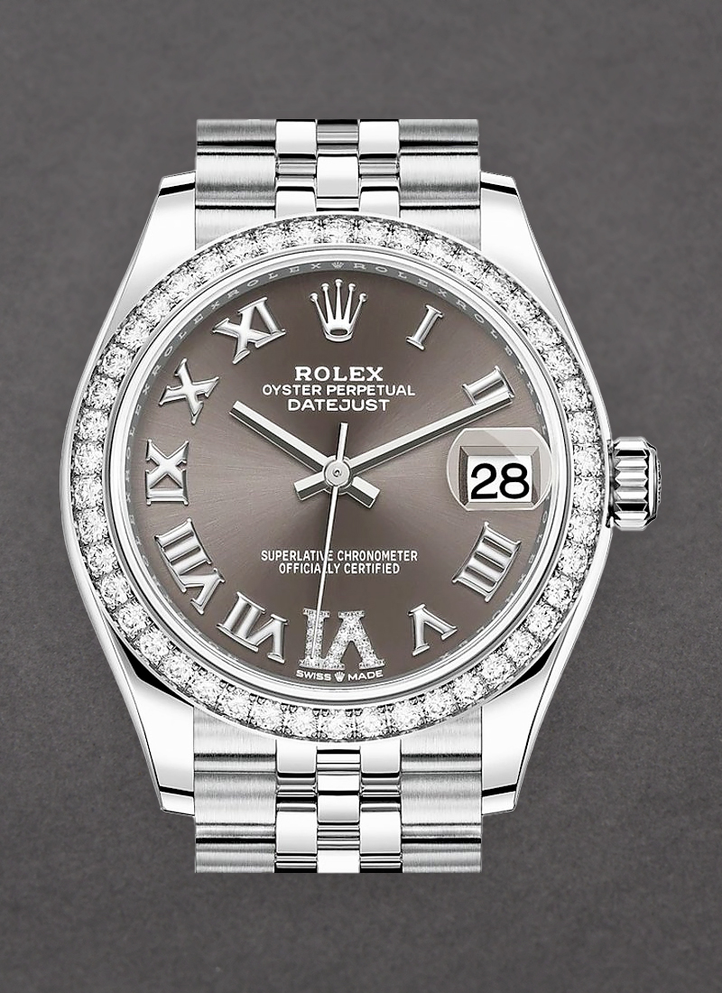 Pre-Owned Rolex Mid Size Datejust 31mm in Steel with Diamond Bezel