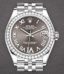 Mid Size Datejust 31mm in Steel with Diamond Bezel on Jubilee Bracelet with Dark Grey Roman Dial - Diamonds on VI