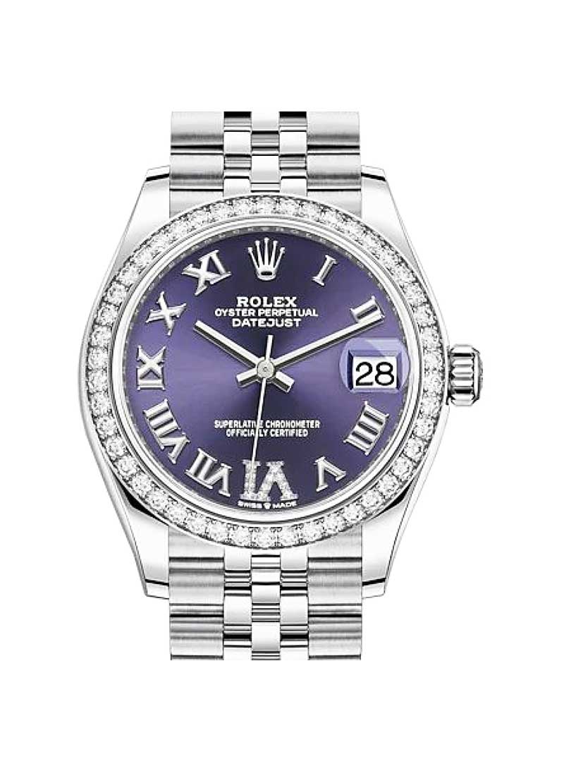 Pre-Owned Rolex Mid Size Datejust 31mm in Steel with Diamond Bezel