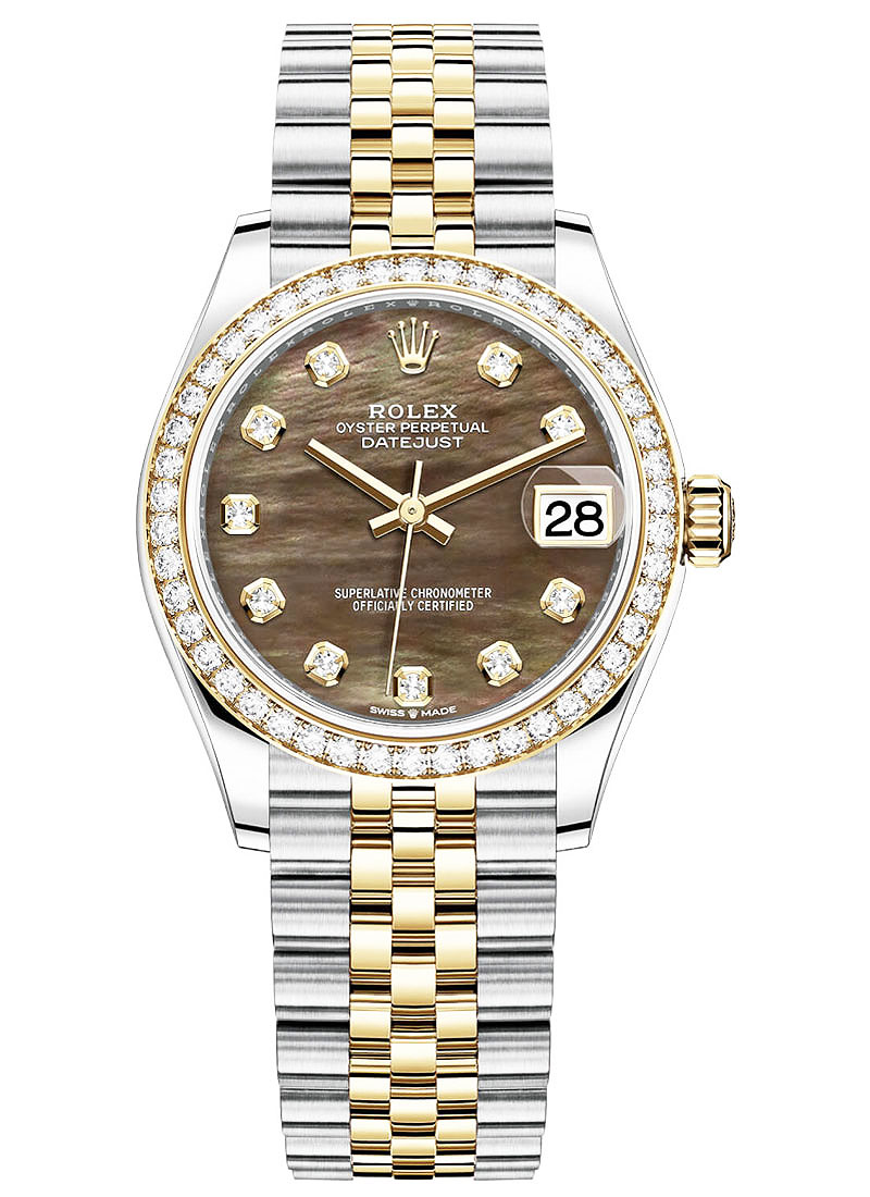 Pre-Owned Rolex Mid Size Datejust  31mm in Steel with Yellow Gold Diamond Bezel