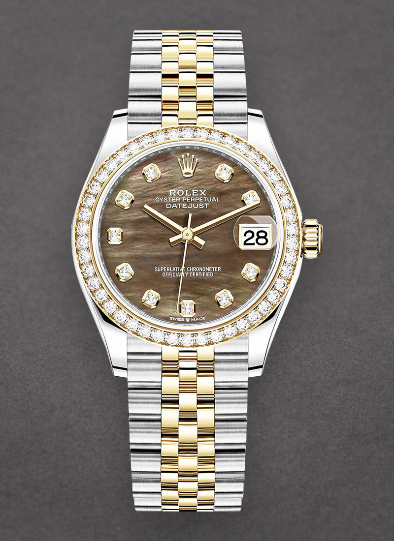 Pre-Owned Rolex Mid Size Datejust  31mm in Steel with Yellow Gold Diamond Bezel