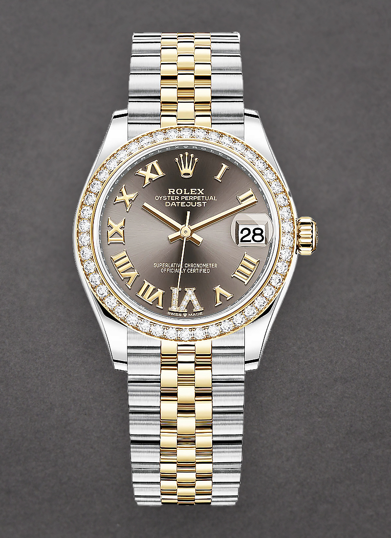 Pre-Owned Rolex Mid Size Datejust  31mm in Steel with Yellow Gold Diamond Bezel