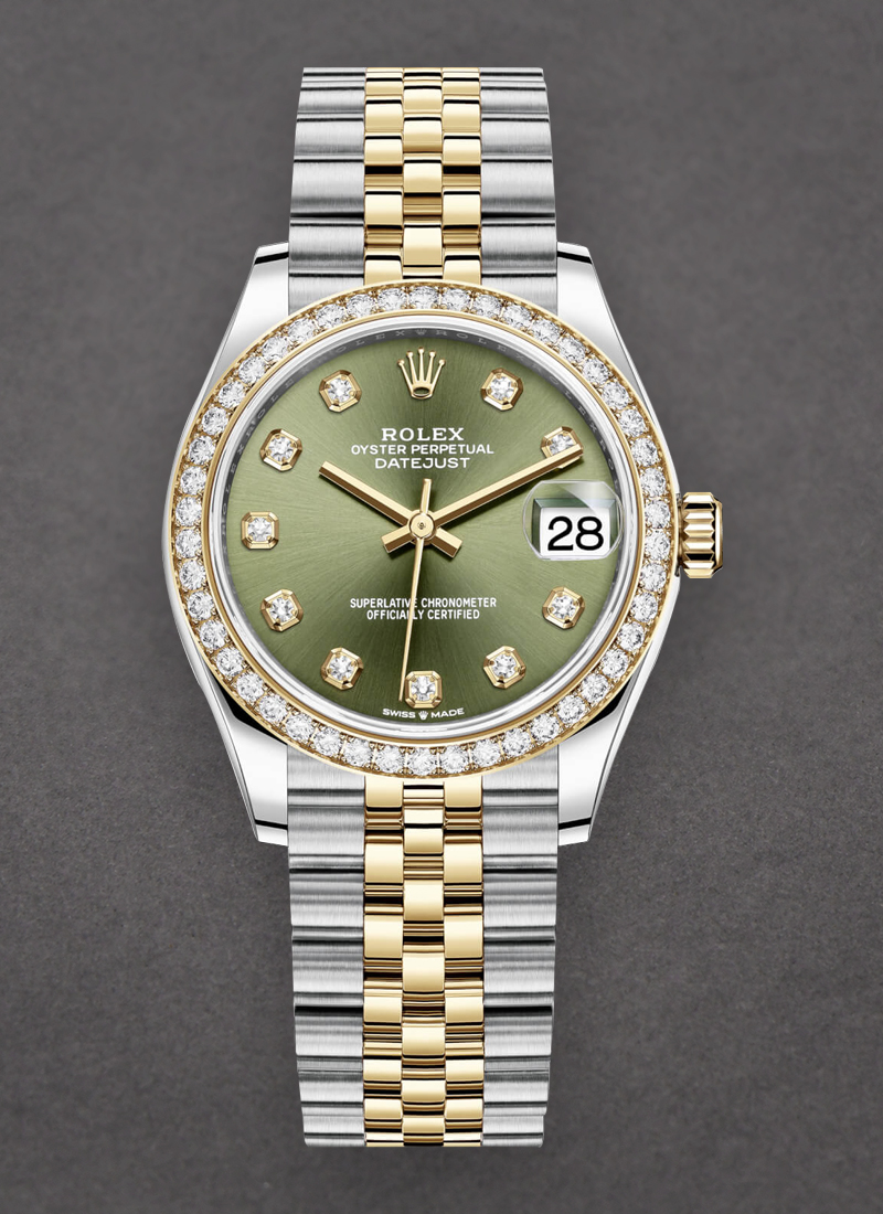 Pre-Owned Rolex Mid Size Datejust  31mm in Steel with Yellow Gold Diamond Bezel