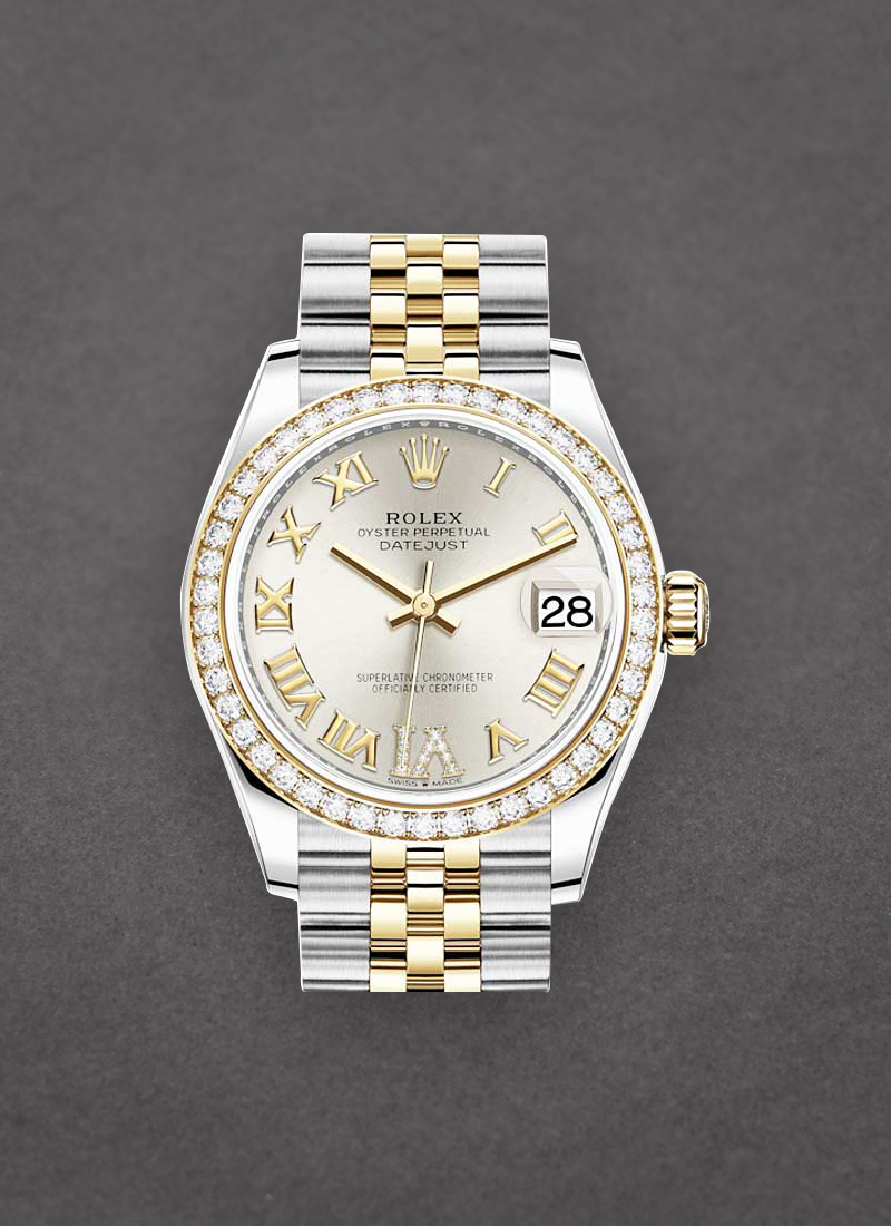 Pre-Owned Rolex Mid Size Datejust  31mm in Steel with Yellow Gold Diamond Bezel