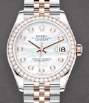 Mid Size 31mm Datejust in Steel with Rose Gold Diamond Bezel on Jubilee Bracelet with MOP Diamond Dial