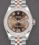 Mid Size 31mm Datejust in Steel with Rose Gold Diamond Bezel on Jubilee Bracelet with Chocolate Roman Dial - Diamonds on 6