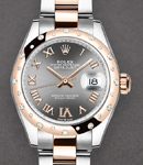 Mid Size Datejust 31mm in Steel with Rose Gold 24 Diamond Bezel on Oyster Bracelet with Rhodium Roman Dial - Diamond on 6