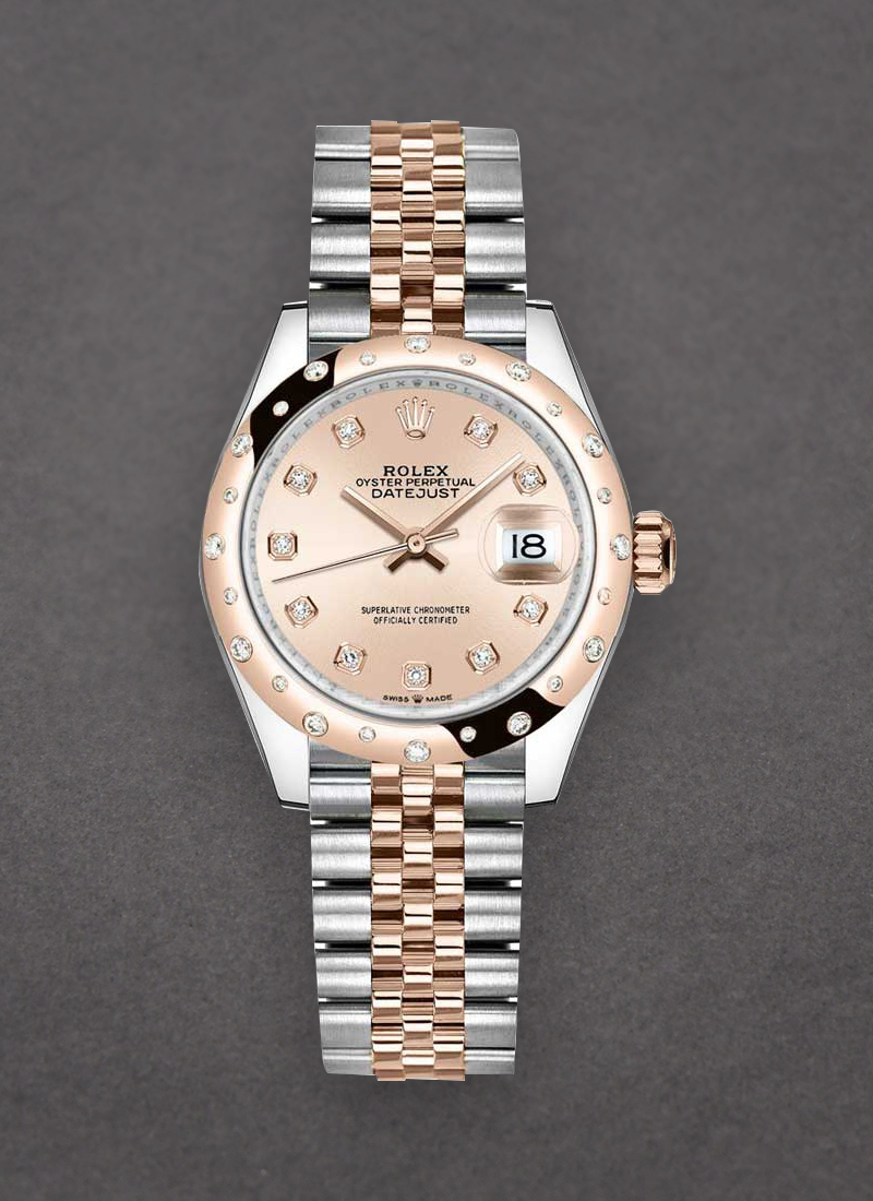 Pre-Owned Rolex Mid Size Datejust 31mm in Steel with Rose Gold 24 Diamond Bezel