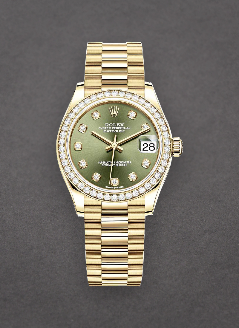 Pre-Owned Rolex President 31mm in Yellow Gold with Diamond Bezel