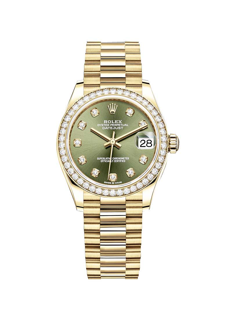 Pre-Owned Rolex President 31mm in Yellow Gold with Diamond Bezel