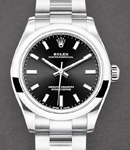 Oyster Perpetual No Date 31mm in Steel with Domed Bezel on Oyster Bracelet with Black Stick Dial