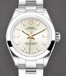 Ladies Oyster Perpetual No Date in Steel with Smooth Bezel  on Oyster Bracelet with Silver Stick Dial