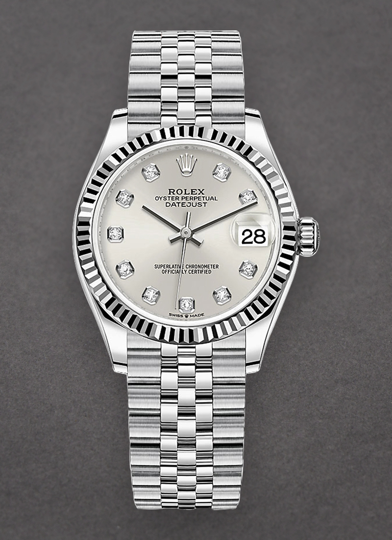 Pre-Owned Rolex Mid Size 31mm Datejust in Steel with Fluted Bezel