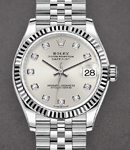 Mid Size 31mm Datejust in Steel with Fluted Bezel on Bracelet with Silver Diamond Dial