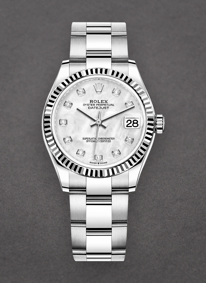 Pre-Owned Rolex Mid Size 31mm Datejust in Steel with Fluted Bezel